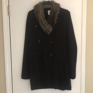 CAbi double breasted knit fur color coat